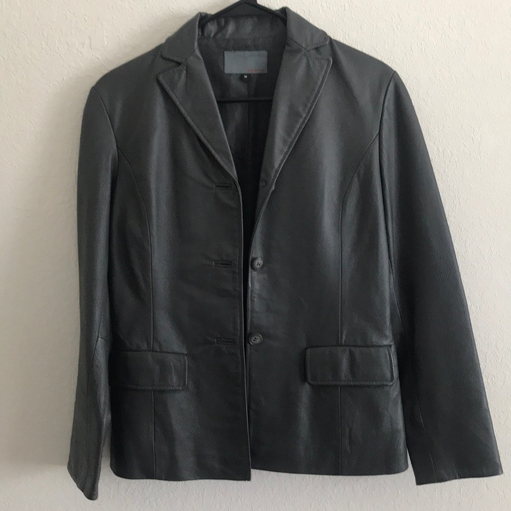 Vintage grey Leather jacket - Picture 1 of 9